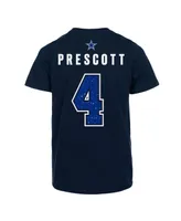 Big Boys Jordan Dak Prescott Navy Dallas Cowboys Name and Number T-shirt