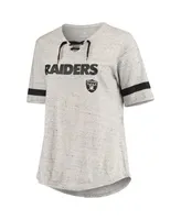 Women's Heathered Gray Las Vegas Raiders Plus Lace-Up V-Neck T-shirt
