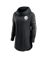 Women's Nike Black Pittsburgh Steelers Minimal Statement Raglan Funnel Neck Pullover Hoodie