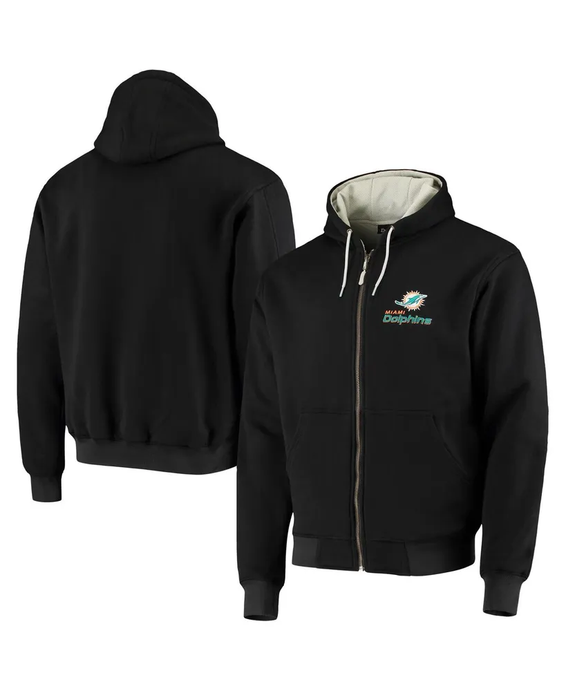 Men's Dunbrooke Black Miami Dolphins Craftsman Thermal-Lined Full-Zip Hoodie