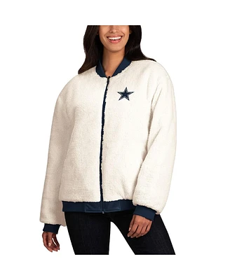 Women's G-iii 4Her by Carl Banks Oatmeal, Navy Dallas Cowboys Switchback Reversible Full-Zip Jacket