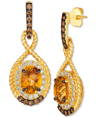 Le Vian Cinnamon Citrine (3-1/2 ct. t.w.), Nude Diamonds (5/8 ct. t.w.) & Chocolate Diamonds (1/2 ct. t.w.) Drop Earrings in 14k Gold