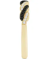 Black Diamond (1/10 ct. t.w.) & White Diamond (1/10 ct. t.w.) Twist Band in 14k Gold