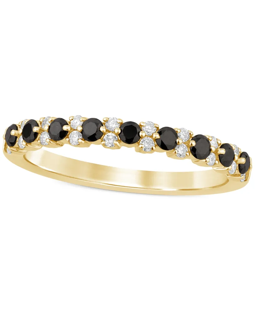 Black Diamond (1/4 ct. t.w.) & White Diamond (1/8 ct. t.w.) Stack Band in 14k Gold