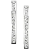 Forever Grown Diamonds Lab Created Diamond Medium Hoop Earrings (1ct. t.w.) in Rhodium-Plated Sterling Silver, 1.12"