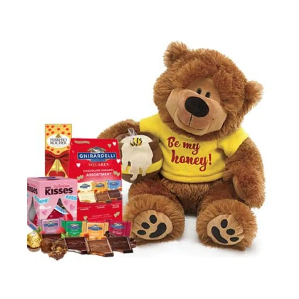 Gbds Be My Honey Bear & Chocolates Gift Set - valentines day candy - valentines day gifts - 1 Basket