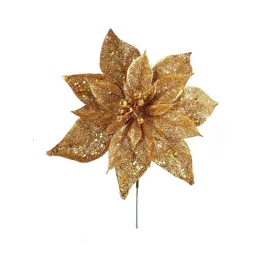 Floral Home Gold Poinsettia Picks - Glamorous Decor for Weddings & Home