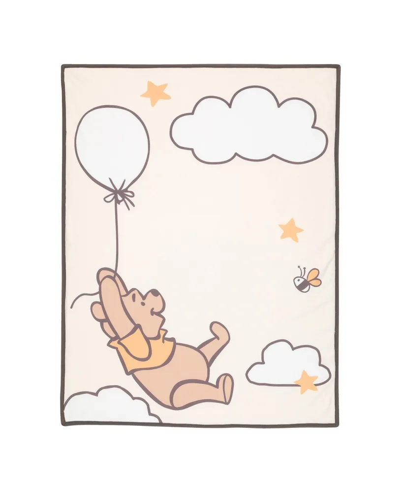 Disney Baby Winnie the Pooh Hugs Gray Soft Fleece Baby Blanket