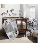 Lambs & Ivy Baby Farm Animals 5-Piece White/Taupe Baby Crib Bedding Set