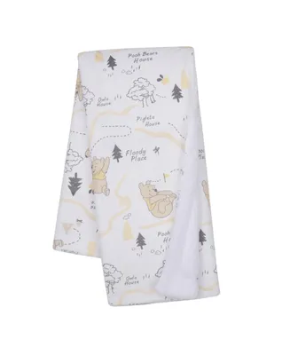 Lambs & Ivy Disney Baby Pooh and the Hundred Acre Woods White Baby Blanket