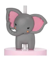Bedtime Originals Twinkle Toes Pink/Gray Elephant with Monkey Nursery Lamp with Shade & Bulb
