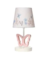 Lambs & Ivy Baby Blooms Pink Butterfly Nursery Lamp with Floral Shade & Bulb