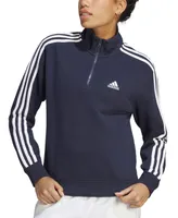 adidas Women's Cotton 3-Stripes Quarter-Zip Sweatshirt