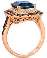 Le Vian Deep Sea Blue Topaz (5 ct. t.w.), Chocolate Diamonds (3/4 ct. t.w.) & Nude Diamonds (1/4 ct. t.w.) Ring set in 14k Rose Gold