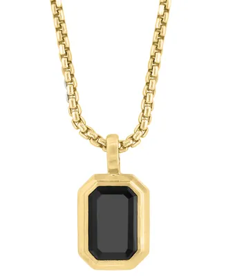 Effy Men's Onyx 22" Pendant Necklace (1-1/2 ct. t.w.) in 14k Gold-Plated Sterling Silver