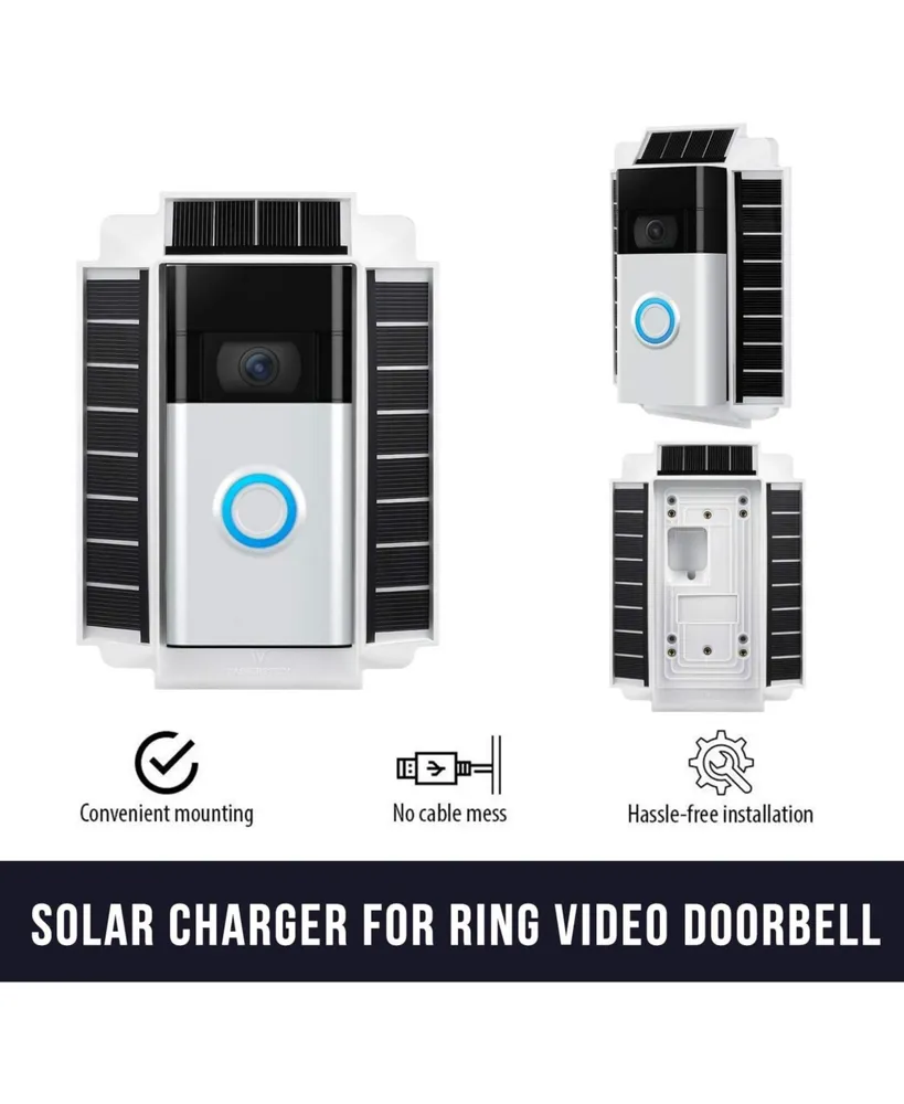 Wasserstein Solar Charger Mount Compatible with Ring Video Doorbell 1 (2nd Gen, 2020 Release) - Power Your Ring Doorbell (5V 0.6W) (1 Pack, White)