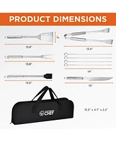 Commercial Chef 10 Piece Stainless Steel Barbeque Grill Tool Set with Carry Bag