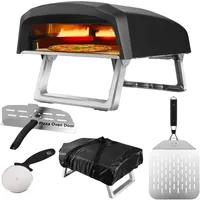 Commercial Chef Propane Gas Pizza Oven with Dual Burner System includes Baffle Door, Peel, 12" Stone, Cutter, and Cover