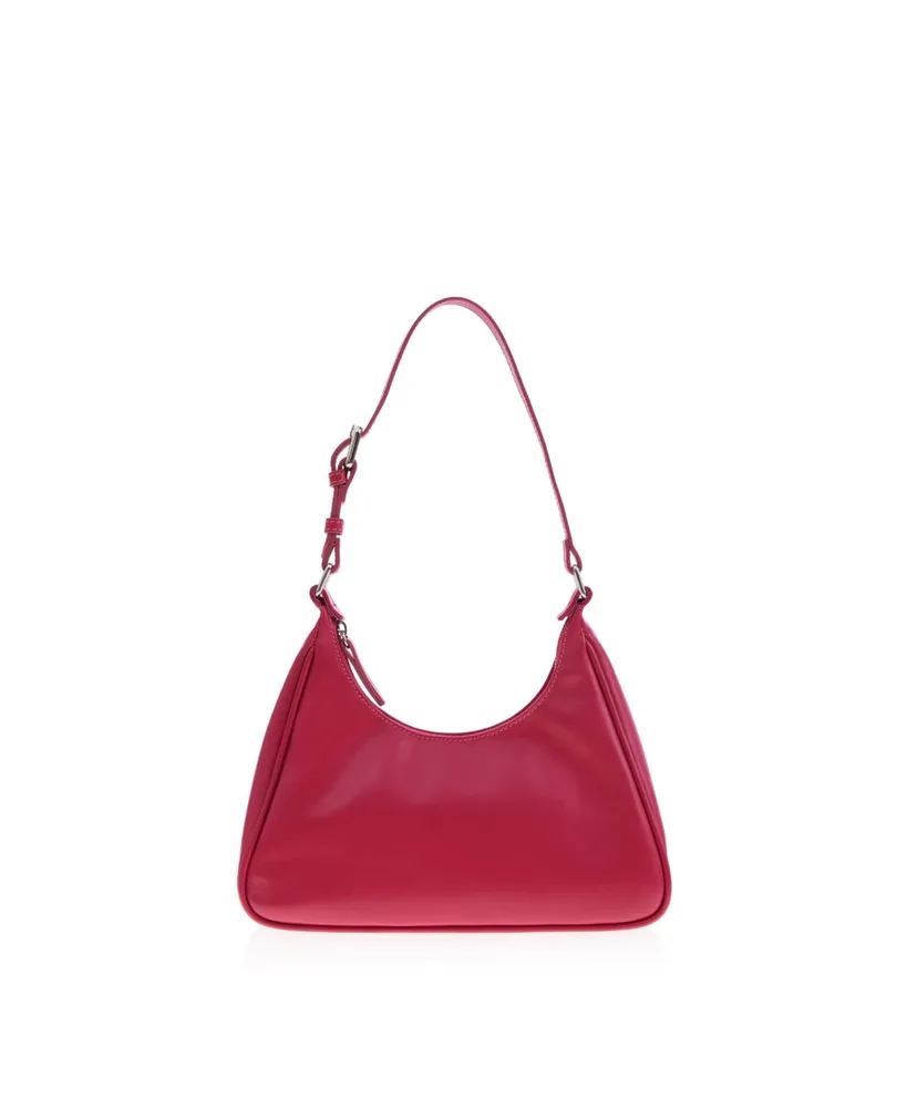 Women's Leather Prism Hobo Bag ( Dark Pink)