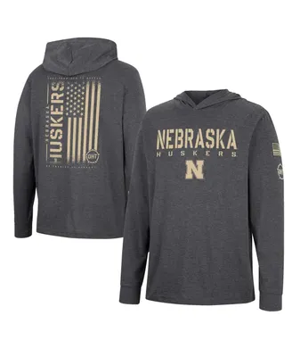 Men's Colosseum Charcoal Nebraska Huskers Team Oht Military-Inspired Appreciation Hoodie Long Sleeve T-shirt