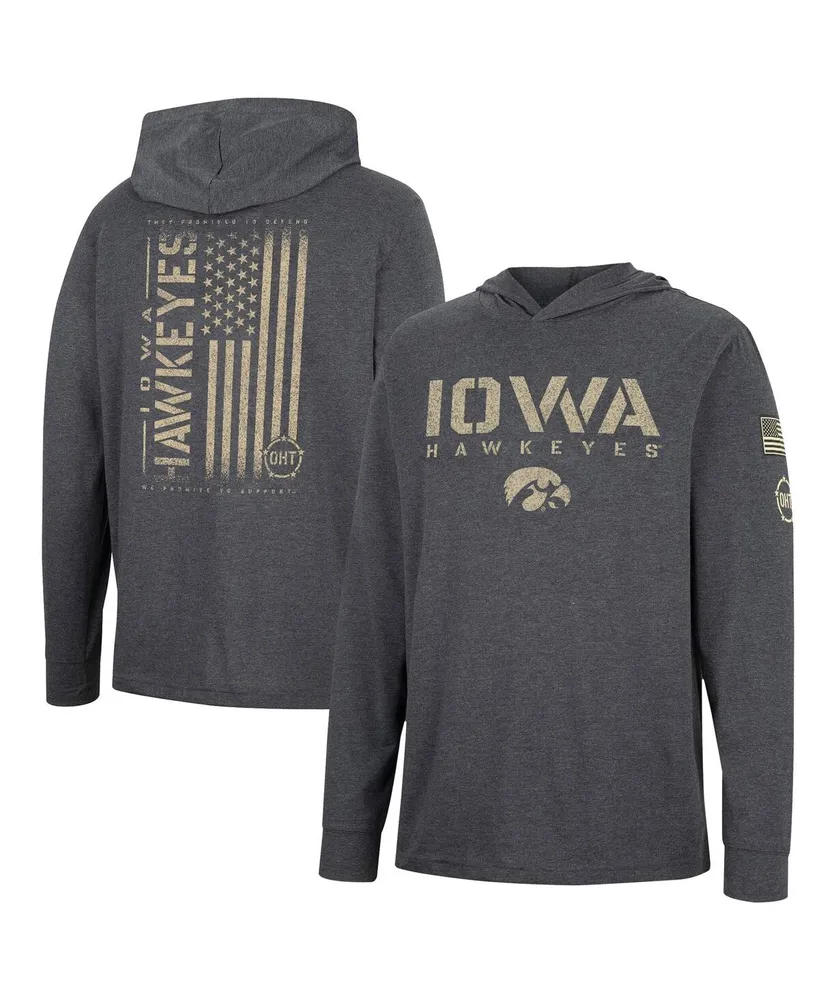 Men's Colosseum Charcoal Iowa Hawkeyes Team Oht Military-Inspired Appreciation Hoodie Long Sleeve T-shirt