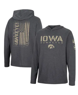 Men's Colosseum Charcoal Iowa Hawkeyes Team Oht Military-Inspired Appreciation Hoodie Long Sleeve T-shirt