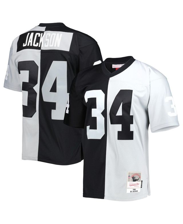 Men's Mitchell & Ness Bo Jackson Black and Silver Las Vegas Raiders 1988 Split Legacy Replica Jersey