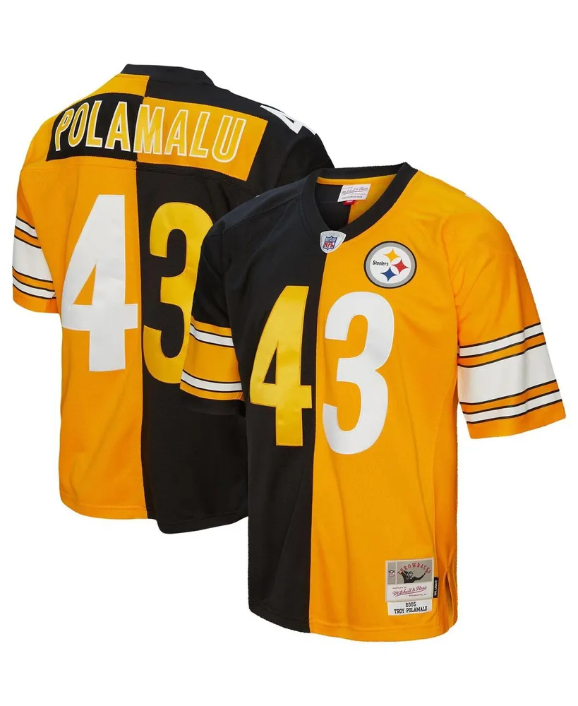 Men's Mitchell & Ness Troy Polamalu Black Pittsburgh Steelers Retired Player Name & Number Mesh Top