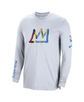 Men's Nike White Brooklyn Nets 2022/23 City Edition Pregame Warmup Long Sleeve Shooting Shirt