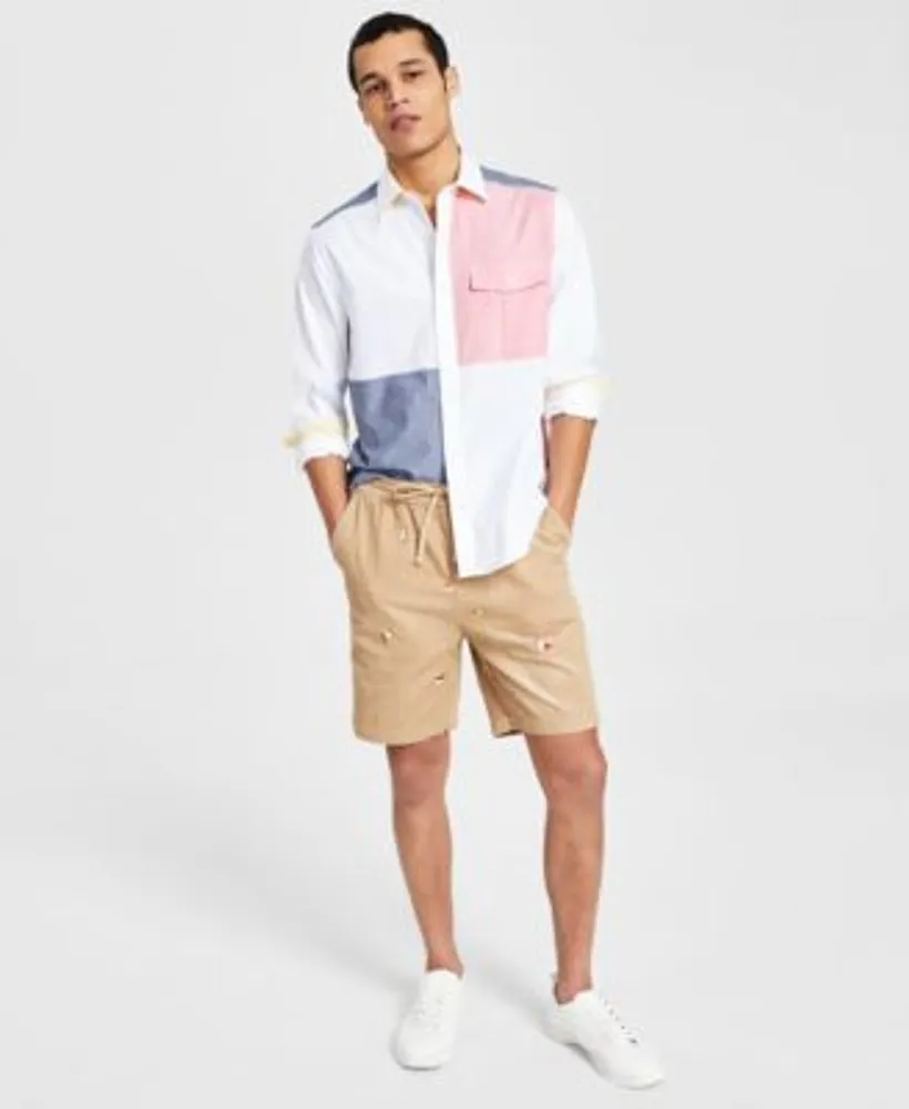 Nautica Mens Colorblocked Oxford Shirt Printed Corduroy Shorts