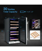 30-Bottle Freestanding Wine Cooler 15''Dual Zones Wine Cellar