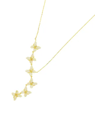 Macy's Cubic Zirconia Butterfly Necklace (2 ct. t.w.) in 14k Gold Over Sterling Silver
