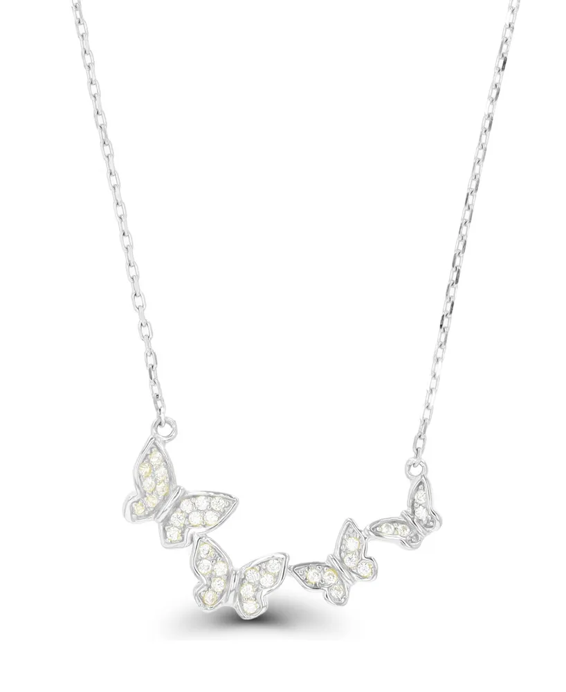 Macy's Cubic Zirconia Butterflies Necklace (1/3 ct. t.w.) in Sterling Silver