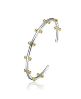 Rachel Glauber Ra Rhodium and 14K Gold Plated Cuff Bracelet