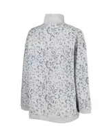 Women's Gameday Couture Heather Gray Michigan Wolverines Leopard Quarter-Zip Sweatshirt