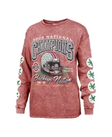 Women's '47 Brand Scarlet Ohio State Buckeyes Vintage-Like Tubular Boyfriend Long Sleeve T-shirt