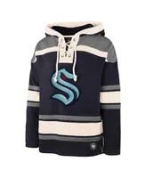 Men's '47 Brand Philipp Grubauer Deep Sea Blue Seattle Kraken Player Lacer Pullover Hoodie