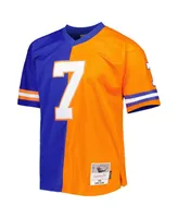 Men's Mitchell & Ness John Elway Royal, Orange Denver Broncos 1990 Split Legacy Replica Jersey