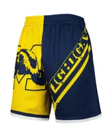 Men's Mitchell & Ness Maize, Navy Michigan Wolverines Big Face 5.0 Fashion Shorts