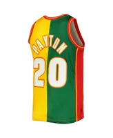 Men's Mitchell & Ness Gary Payton Green, Gold Seattle SuperSonics Hardwood Classics 1995-96 Split Swingman Jersey