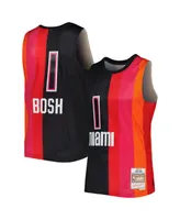 Men's Mitchell & Ness Chris Bosh Black, Red Miami Heat Hardwood Classics 2011-12 Split Swingman Jersey