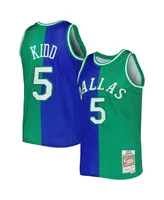 Men's Mitchell & Ness Jason Kidd Blue, Green Dallas Mavericks Hardwood Classics 1994-95 Split Swingman Jersey