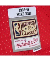Men's Mitchell & Ness Mike Bibby Red, Teal Vancouver Grizzlies 1998/99 Hardwood Classics Fadeaway Swingman Player Jersey