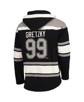 Men's '47 Brand Wayne Gretzky Black Los Angeles Kings Retired Player Name and Number Lacer Pullover Hoodie