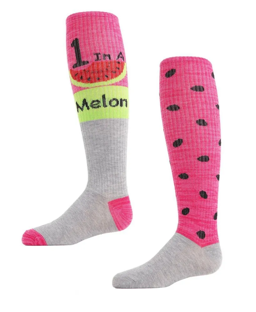 2 Pairs Girl's One a Melon Knee High Socks - Assorted Pre