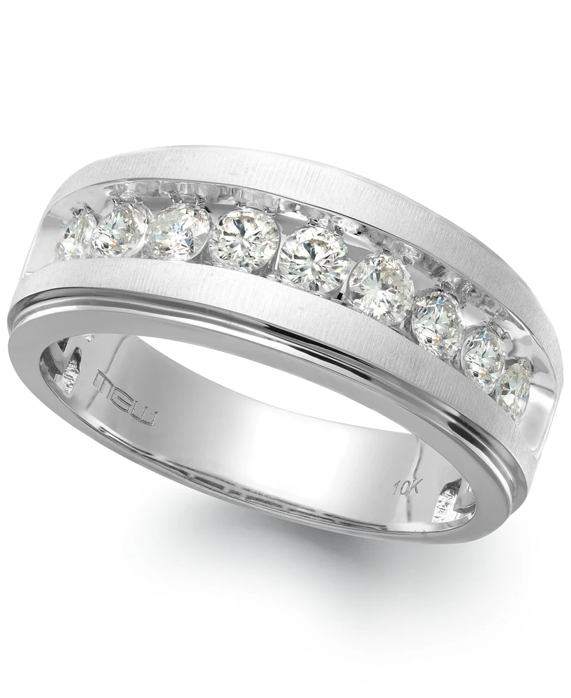 Men's Nine-Stone Diamond Ring 10k White Gold (1/4 ct. t.w.)