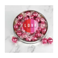 Valentine's Day Candy Gift Tin with Chocolate Lindor Truffles by Lindt Large Plastic Tin with Sticker