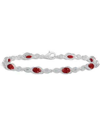 Macy's Garnet and White Topaz Bracelet (4-5/8 ct. t.w and 2 ct. t.w) in Sterling Silver