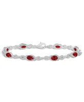 Macy's Garnet and White Topaz Bracelet (4-5/8 ct. t.w and 2 ct. t.w) in Sterling Silver