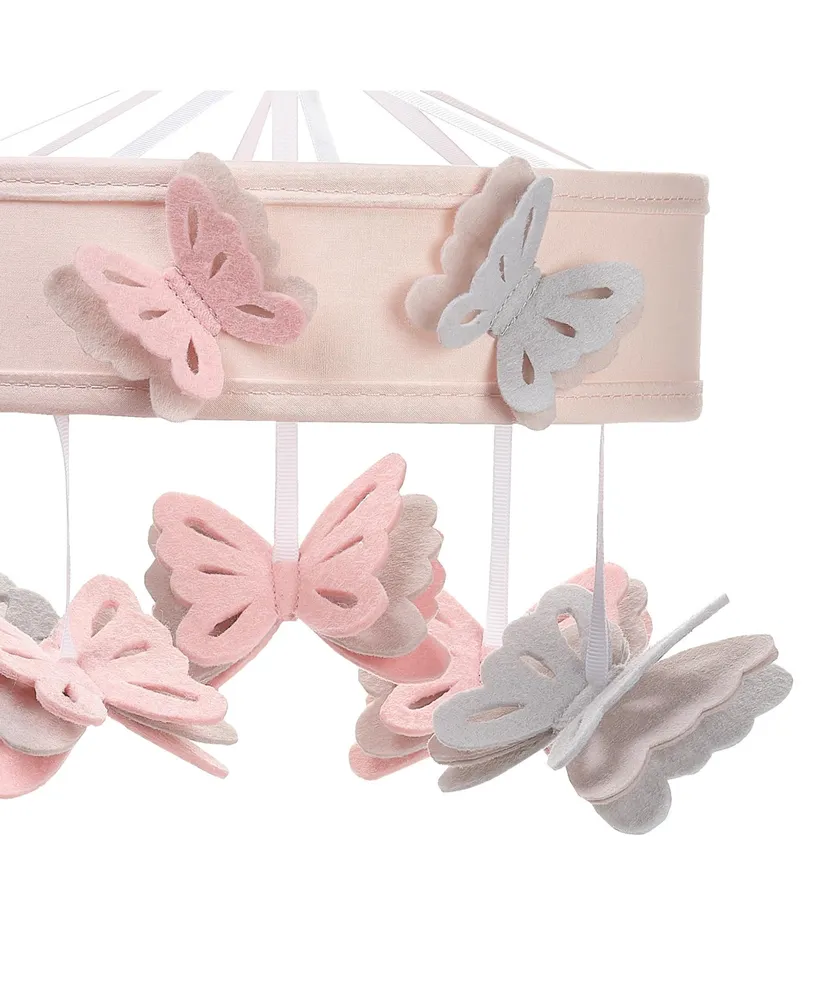 Lambs & Ivy Baby Blooms Pink Butterfly Musical Baby Crib Mobile Soother Toy